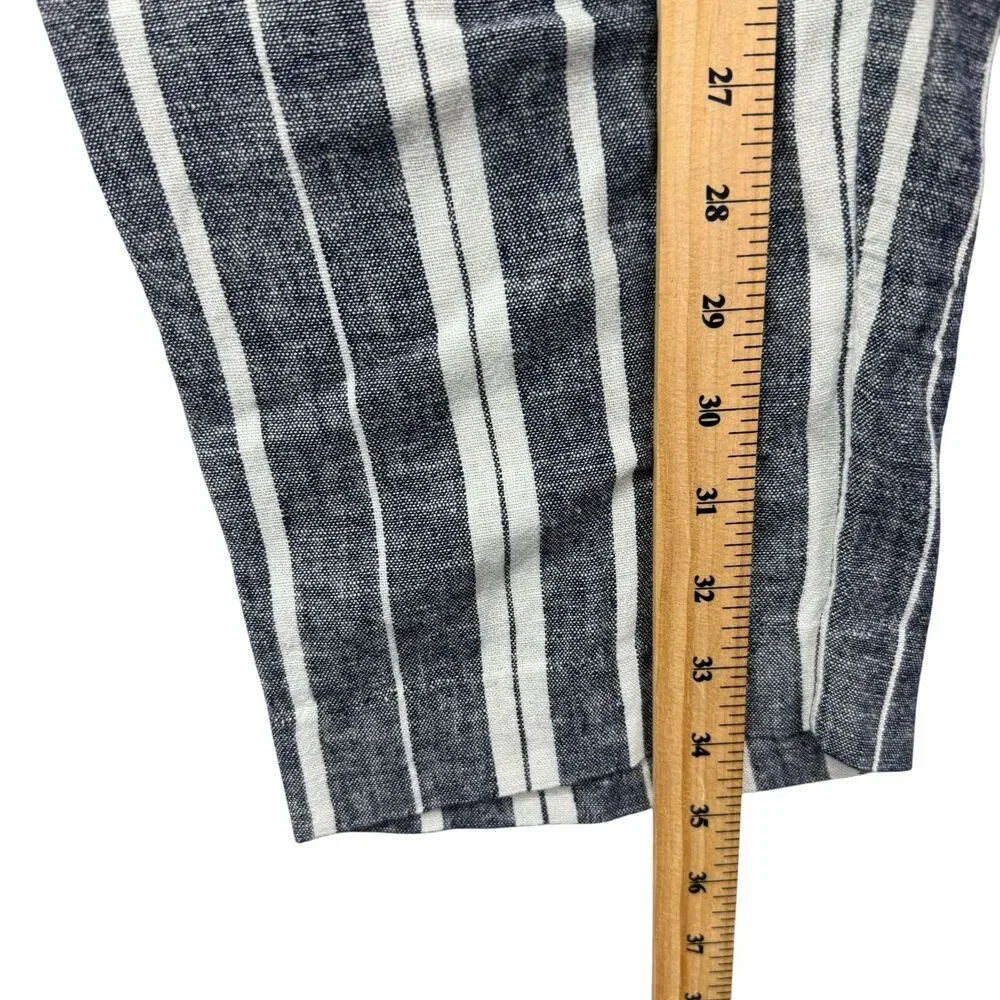 Banana Republic Pants Women's 10 Blue White Avery Linen Striped Business Preppy